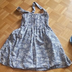 Blue and White Checkered Kids Dress